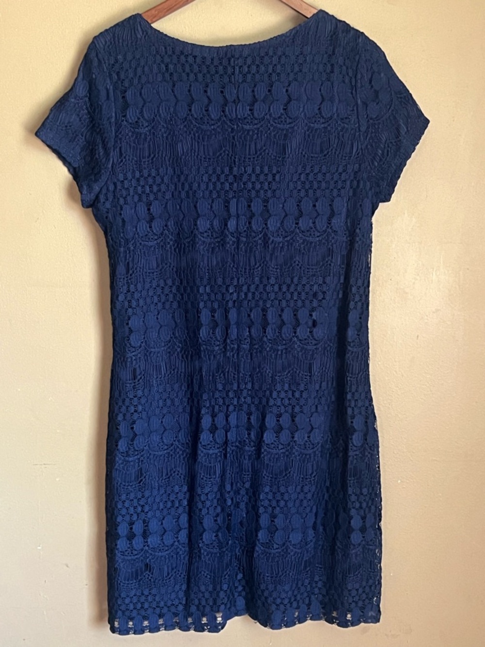 Tiana B. Navy Crochet Short Sleeve Dress - Picture 4 of 4